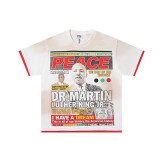 25ss cross-border foreign trade VALL trendy high street retro washed distressed street style direct-print rhinestone short-sleeve unisex T-shirt