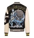 25ss cross-border foreign trade American fashion high street retro skull embroidery hip-hop street loose padded baseball jacket for men and women