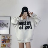 American-style trendy brand, European and American influencer style hoodie with foam heart print graffiti, unisex hooded sweatshirt wholesale