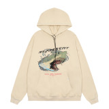 Correct version of REPRESENT trendy high street sweatshirt with washed-out Doberman and shark print hoodie for men and women