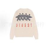 23S STU new knitted sweater with curved letter print, unisex, suitable for couples, versatile, pure cotton, long sleeve