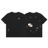 Travis Scott Cactus Jack trendy face and rose monument pattern printed casual short-sleeve T-shirt