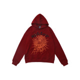 Sp555der spider web print hoodie, European and American trendy brand, large size loose-fitting long pants, hooded sweatshirt set, unisex