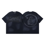 25ss Summer New Arrival Hellstar Fashionable High Street Washed Vintage Print Loose Short Sleeve T-Shirt Unisex