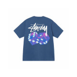 Original label one-piece dropshipping trendy brand STU West short-sleeve T-shirt with dice, black eight, ice cream designs, basic American style couple's wear for summer