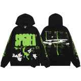 Cross-border foreign trade European and American trendy brand sp555der spider web letter print hoodie sweatshirt and pants set for men and women