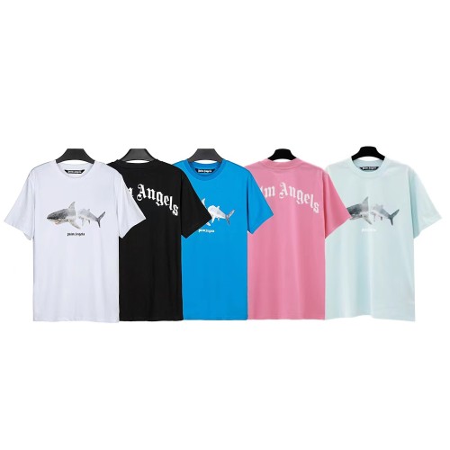 Cross-border European and American trendy brand Palm Angels short-sleeve loose T-shirt with shark tail and letter print, unisex.