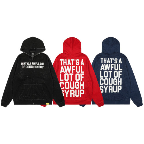 Foreign Trade THAT'S A AWFUL LOT OF COUGH SYRUP Rhinestone-embellished unisex cardigan hoodie