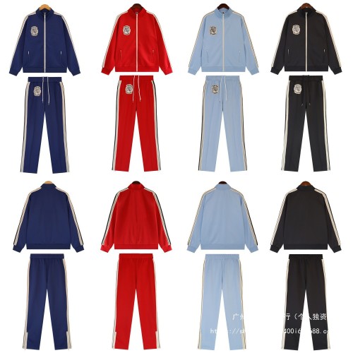 The cross-border European and American trendy brand Saint's towel embroidered logo stand-up collar jacket and high street casual pants set for men and women.