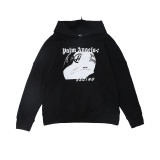 Wholesale cross-border trendy brand palm black and white decapitated bear embroidered hoodie for men and women, casual loose-fitting sweatshirt jacket