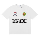 25ss cross-border European and American trendy brand RHUDE character, coconut tree, and letter print American style short-sleeve T-shirt, unisex