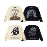 25ss Summer New Godspeed American Style Trendy Rock Street Hip-Hop Vintage Washed Printed Short Sleeve