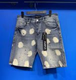 25ss Cross-Border American Fashion Brand Purple Brand Ripped and Patched Men's Casual Street Straight-Leg Denim Shorts