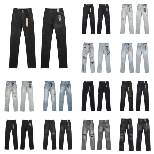 Ksubi trendy brand Purple new AM splatter-print high street retro ripped casual slim-fit jeans for men and women