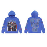 25 Cross-border Trendy American Retro God Classic Print Hooded Sweatshirt for Men and Women, Pure Cotton, High Quality, Loose Fit