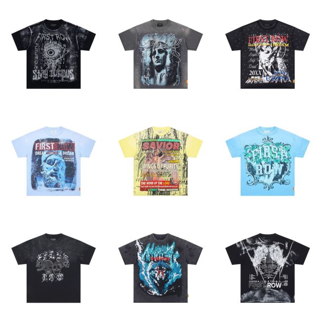 FIRST ROW LOST UTOPIA UNIVERSE CROPPED TEE white ink direct print short sleeve t-shirt for men