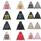 25ss high-quality VAL trendy high street vintage washed distressed white ink direct-print hoodie unisex sweatshirt