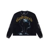 25ss Summer New Godspeed American Style Trendy Rock Street Hip-Hop Vintage Washed Printed Short Sleeve