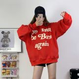 American-style trendy brand, European and American influencer style hoodie with foam heart print graffiti, unisex hooded sweatshirt wholesale