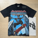 26ss Cross-Border Foreign Trade GOD American Trend High Street Vintage Washed Distressed Skull Unisex Loose Fit Printed Short Sleeve T-Shirt