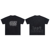 Lost Intricacy Tees European and American fashion brand, rhinestone lettering, washed and distressed, loose-fitting short-sleeve T-shirt for men and women