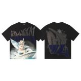 26ss Cross-Border Foreign Trade Mixed Emotion American Fashion Brand New Short-Sleeve Angel Rhinestone Loose T-Shirt for Men