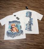 26ss Cross-Border Foreign Trade Mixed Emotion American Fashion Brand New Short-Sleeve Angel Rhinestone Loose T-Shirt for Men
