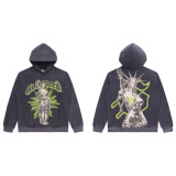 25 Cross-border Trendy American Retro God Classic Print Hooded Sweatshirt for Men and Women, Pure Cotton, High Quality, Loose Fit