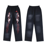 25ss high-quality Hellstar trendy high street washed distressed loose hoodie sweatshirt and pants unisex set