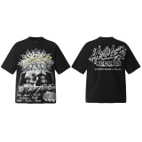 New cross-border HELL trendy high-quality vintage distressed T-shirt, loose fit printed short-sleeve T-shirt, unisex style for couples