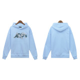 AMIRI American fashion brand washed casual logo embroidered hoodie with lettering, loose fit, unisex