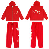 25S cross-border European and American trendy brand GOD&speed letter embroidered hooded sweatshirt and high street casual pants set for men and women