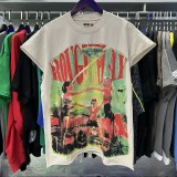 Rough Play retro print high street casual washed distressed unisex short-sleeve T-shirt vest ins street fashion