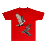 REPRESENT Summer New Vintage Lark Bird Print Loose American Style Trendy Casual Short Sleeve T-Shirt for Men and Women