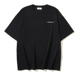 25ss American style trendy brand high-quality off-shoulder short-sleeve T-shirt with melting arrow gradient starry sky ink splatter design for men and women