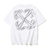 25ss high-quality OFF OW trendy high street arrow print summer short-sleeve casual loose T-shirt for men and women couples