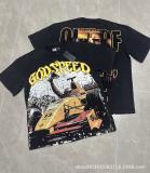 25ss Summer New Godspeed American Style Trendy Rock Street Hip-Hop Vintage Washed Printed Short Sleeve