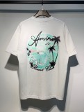 Summer new short-sleeve AM1R1 ICON letter print loose t-shirt, men's trendy casual half-sleeve top, women's