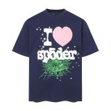 26ss Cross-Border Foreign Trade Sp555der American Style Trendy Brand High Street Printed Foam Loose Casual Short Sleeve T-Shirt for Men and Women