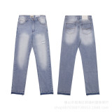High-quality European and American new style Gallery washed micro-flared black and blue patchwork jeans for men and women, long pants and shorts