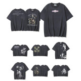 25ssss Spring/Summer New OW Washed Oil Painting Pattern Round Neck Pullover Short Sleeve Unisex One-Piece Wholesale