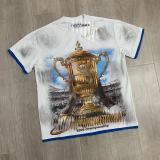 High-quality cross-border foreign trade VAL trendy high street retro washed distressed white ink direct-print rhinestone short-sleeve unisex T-shirt