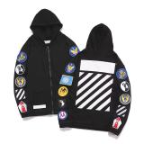 European and American trendy brand autumn and winter OFF zipper cardigan arrow sweatshirt high street loose casual unisex hoodie