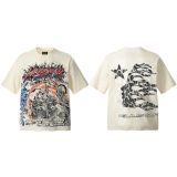 New cross-border HELL trendy high-quality vintage distressed T-shirt, loose fit printed short-sleeve T-shirt, unisex style for couples