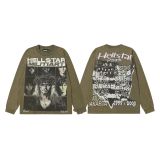 Autumn and winter cross-border American-style skull rock street washed print vintage cotton long-sleeve shirt for men and women