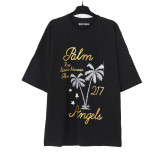 Foreign trade cross-border wholesale pa angel trendy brand coconut tree flame letter logo graffiti paint short-sleeve T-shirt for men and women