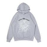 25ss high-quality Sp555der trendy high street style rhinestone embossed letter spider web hoodie for men and women