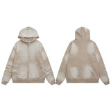American trendy high street new retro character print summer unisex loose casual washed distressed oversized hoodie sweatshirt