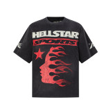 High-quality cross-border foreign trade Hellstar American-style trendy brand washed vintage printed loose short-sleeve T-shirt for men and women