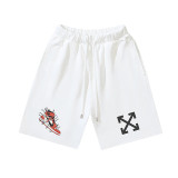 High-quality OFF-WHITE American streetwear brand brushed graffiti arrow shorts, summer casual shorts for men and women